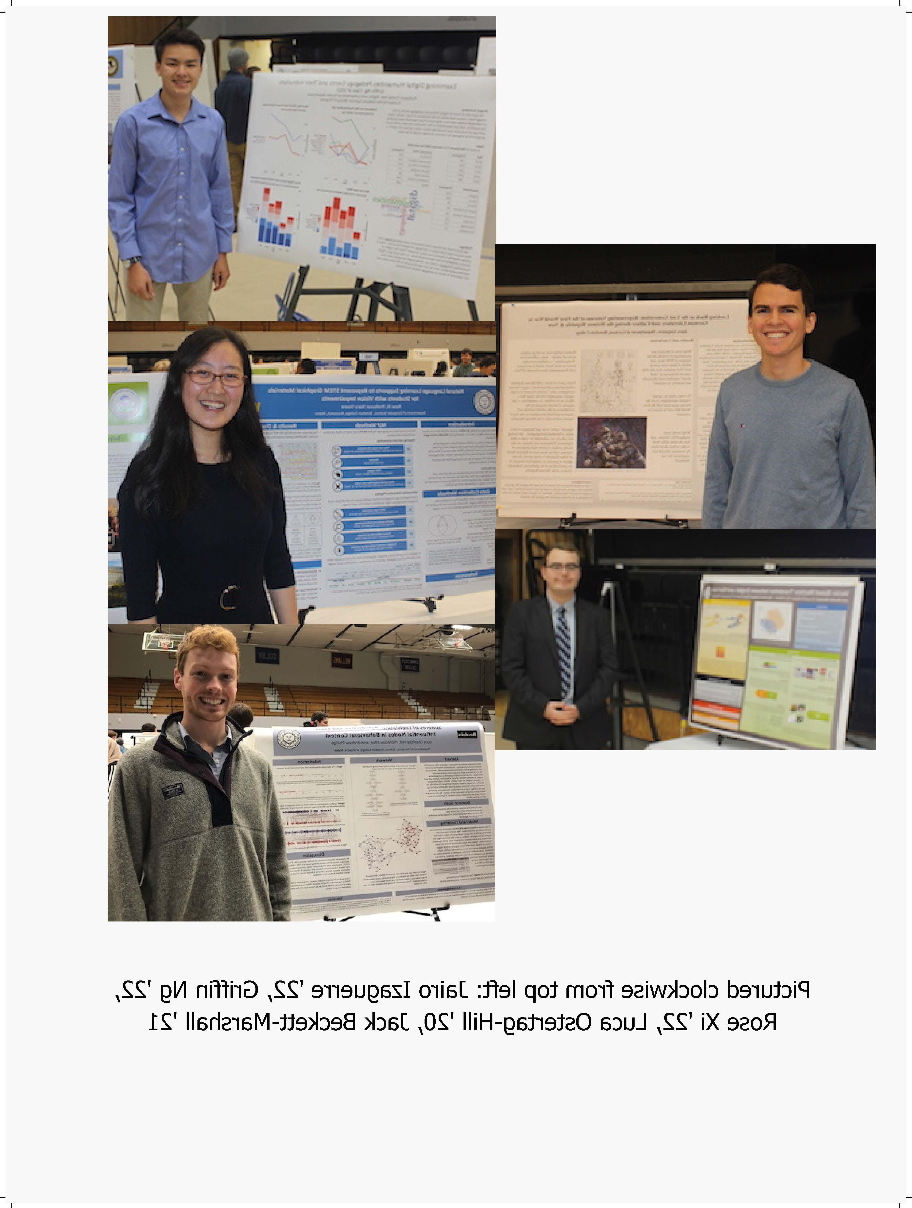 Students are pictured who participated in the 2019 President's Symposium with projects that contributed specifically to the mission of the DCS department. 左上起顺时针:Jairo Izaguerre '22, Griffin Ng '22, 玫瑰/ 22, 卢卡·奥斯特塔格·希尔，20岁, 杰克·贝克特·马歇尔21岁 